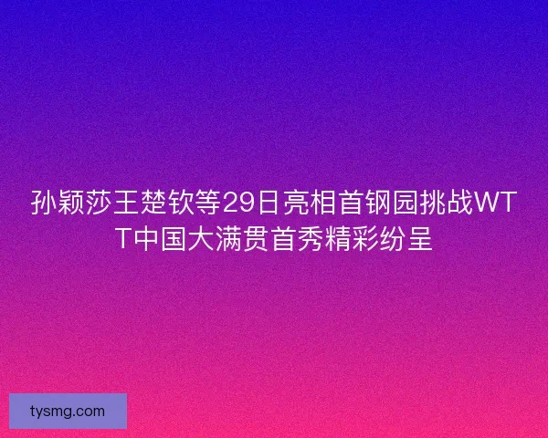 孙颖莎王楚钦等29日亮相首钢园挑战WTT中国大满贯首秀精彩纷呈
