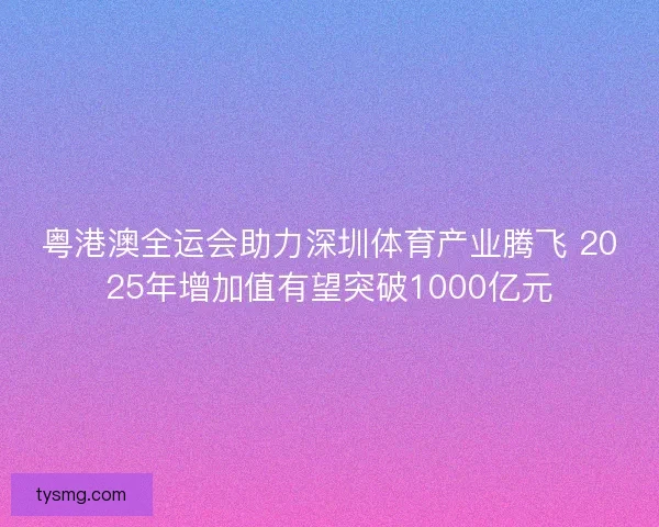 粤港澳全运会助力深圳体育产业腾飞 2025年增加值有望突破1000亿元