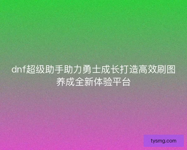 dnf超级助手助力勇士成长打造高效刷图养成全新体验平台