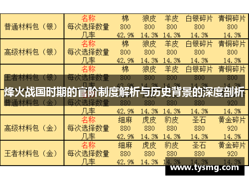 烽火战国时期的官阶制度解析与历史背景的深度剖析